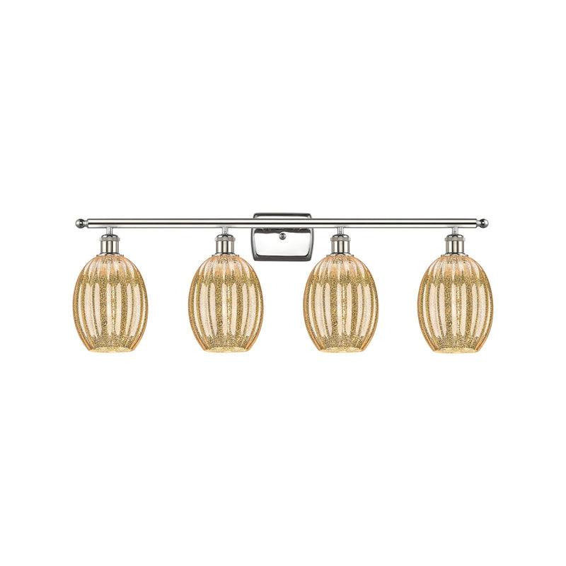 Innovations Preston Bulb 36in 4-Light Bath Vanity Light | Industrial Polished Nickel and Mercury Glass | Bathroom Vanity | Model 516-4W-PN-G459-6ME