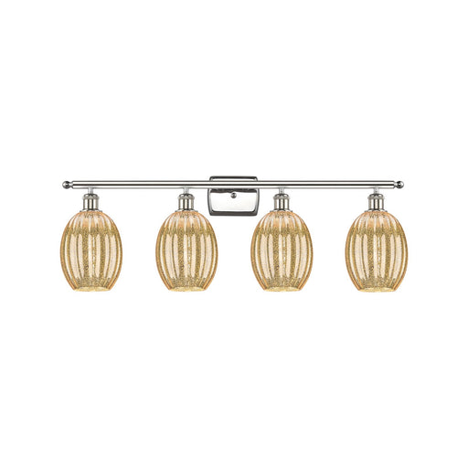 Innovations Preston Bulb 36in 4-Light Bath Vanity Light | Industrial Polished Nickel and Mercury Glass | Bathroom Vanity | Model 516-4W-PN-G459-6ME