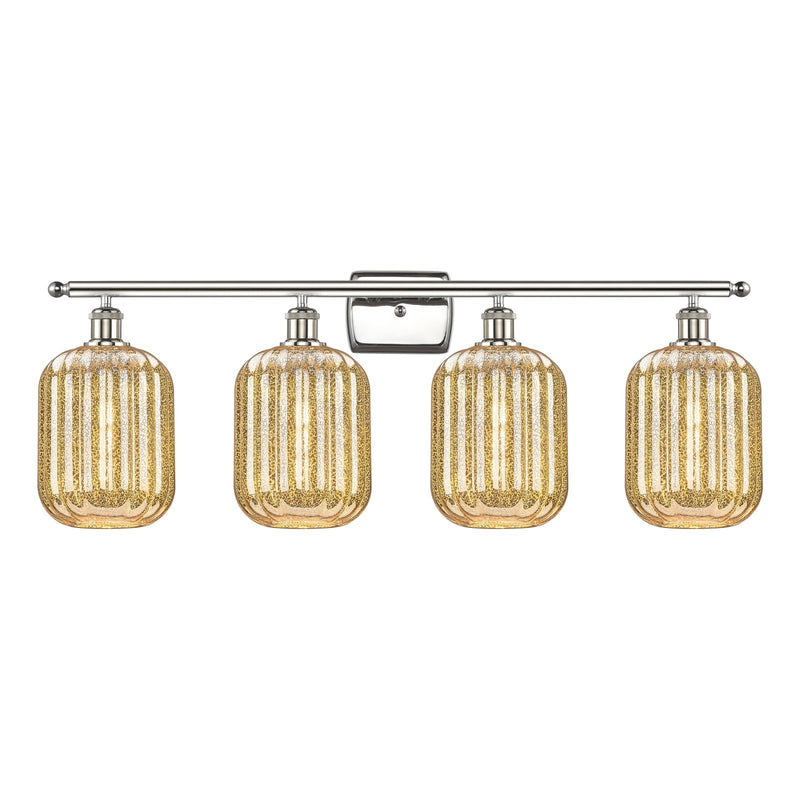 Innovations Preston Cylinder 37in 4-Light Bath Vanity Light | Industrial Polished Nickel and Mercury Glass | Bathroom Vanity | Model 516-4W-PN-G460-7ME