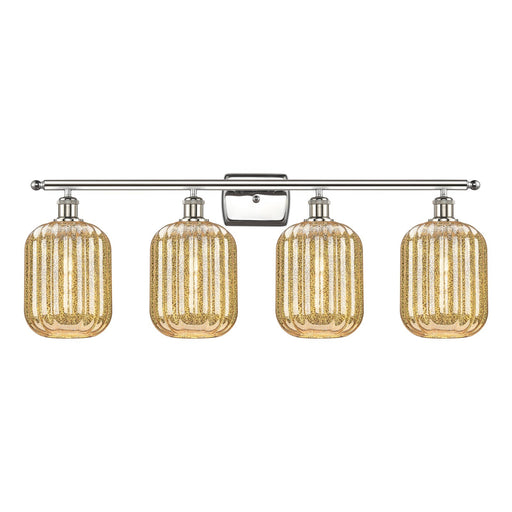 Innovations Preston Cylinder 37in 4-Light Bath Vanity Light | Industrial Polished Nickel and Mercury Glass | Bathroom Vanity | Model 516-4W-PN-G460-7ME