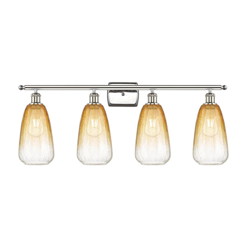 Innovations Brookhaven Almond 36in 4-Light Bath Vanity Light | Industrial Polished Nickel and Amber Glass | Bathroom Vanity | Model 516-4W-PN-G480-6AM