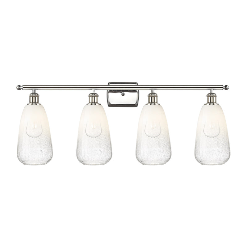 Innovations Brookhaven Almond 36in 4-Light Bath Vanity Light | Industrial Polished Nickel Steel and Opal Glass | Bathroom | Model 516-4W-PN-G480-6OP