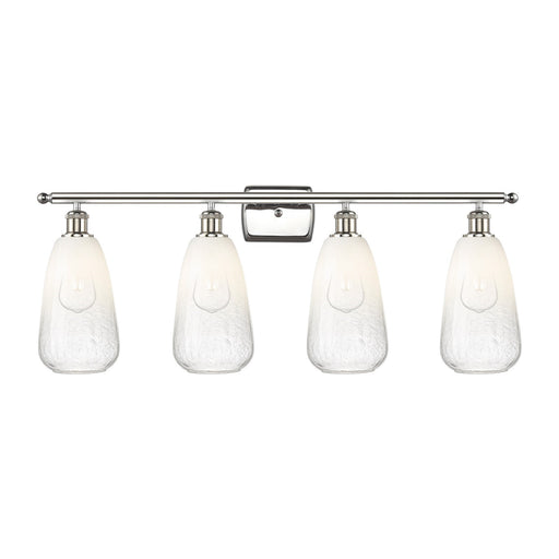 Innovations Brookhaven Almond 36in 4-Light Bath Vanity Light | Industrial Polished Nickel Steel and Opal Glass | Bathroom | Model 516-4W-PN-G480-6OP