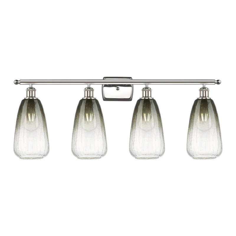 Innovations Brookhaven Almond 36in 4-Light Bath Vanity Light | Industrial Polished Nickel Steel and Slate Glass | Bathroom | Model 516-4W-PN-G480-6SL