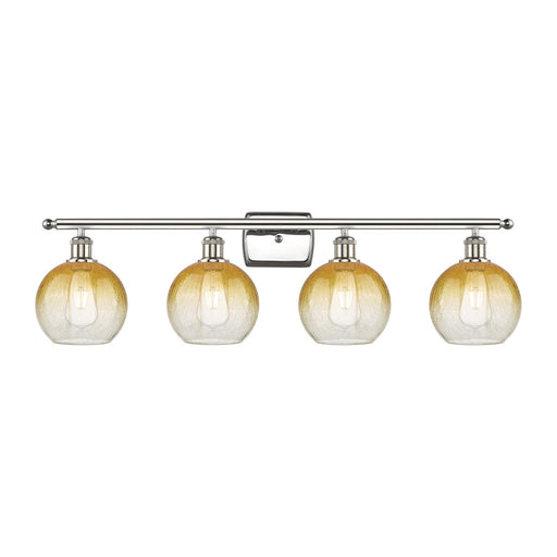 Innovations Brookhaven Globe 38in 4-Light Bath Vanity Light | Industrial Polished Nickel and Amber Glass | Bathroom Vanity & | Model 516-4W-PN-G483-8AM
