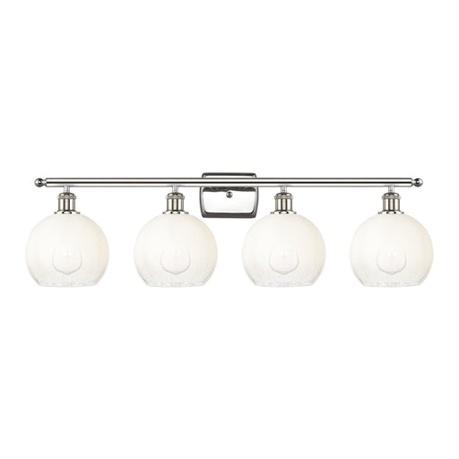 Innovations Brookhaven Globe 38in 4-Light Bath Vanity Light | Industrial Modern Polished Nickel and Opal Glass | Bathroom | Model 516-4W-PN-G483-8OP