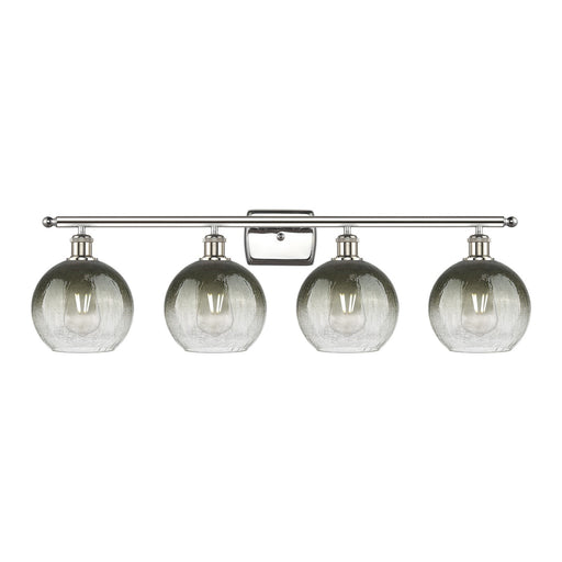 Innovations Brookhaven Globe 38in 4-Light Bath Vanity Light | Industrial Modern Polished Nickel and Slate Glass | Bathroom | Model 516-4W-PN-G483-8SL