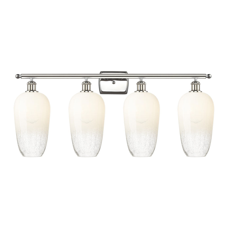 Innovations Brookhaven Flute 37in 4-Light Bath Vanity | Industrial Modern Polished Nickel and Opal Glass | Damp Rated Bathroom | Model 516-4W-PN-G484-7OP