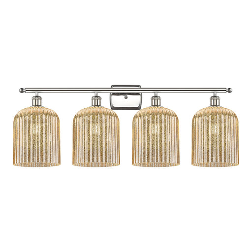 Innovations Bridal Veil 35in 4-Light Bath Vanity | Art Nouveau Polished Nickel and Mercury Ribbed Glass | Bathroom Vanity & | Model 516-4W-PN-G559-8ME