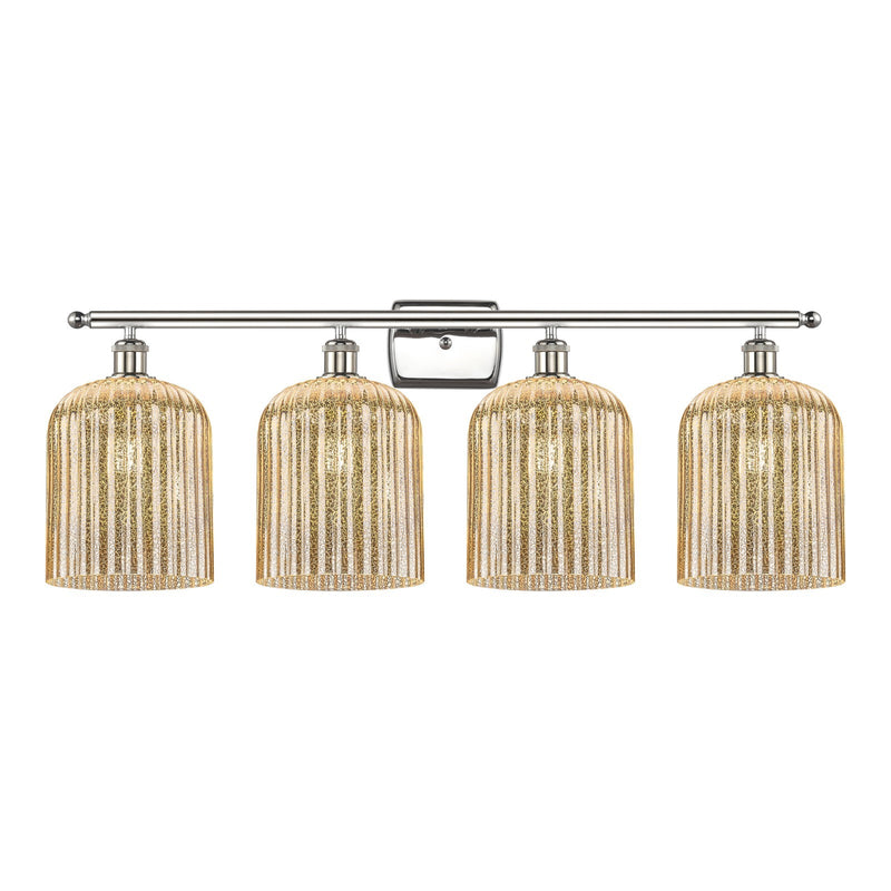 Innovations Bridal Veil 35in 4-Light Bath Vanity | Art Nouveau Polished Nickel and Mercury Ribbed Glass | Bathroom Vanity & | Model 516-4W-PN-G559-8ME
