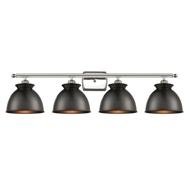 Innovations Adirondack 38in 4-Light Bath Vanity Light | Industrial Farmhouse Polished Nickel and Matte Black Metal Shade | Model 516-4W-PN-M14-BK