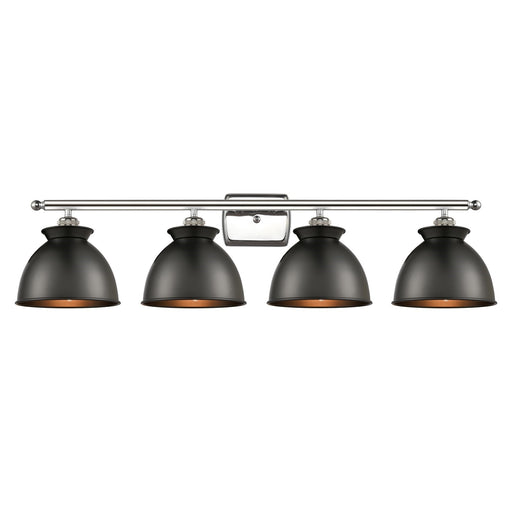 Innovations Adirondack 38in 4-Light Bath Vanity Light | Industrial Farmhouse Polished Nickel and Matte Black Metal Shade | Model 516-4W-PN-M14-BK