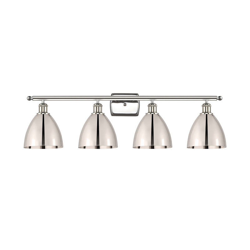 Innovations Bristol 38in 4-Light Bath Vanity Light | Industrial Farmhouse Polished Nickel Steel and Cast Brass with Polished | Model 516-4W-PN-MBD-75-PN