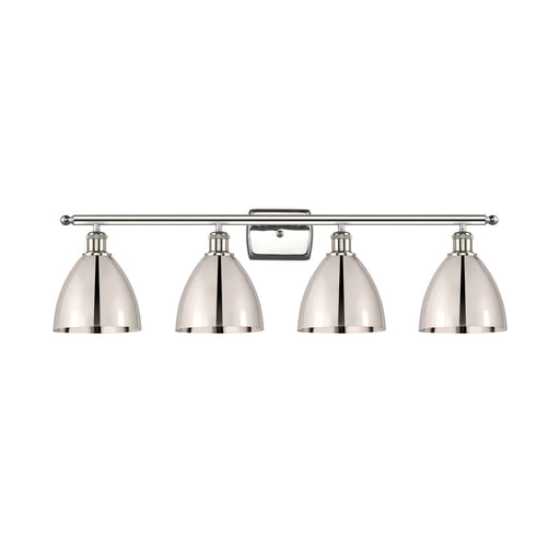 Innovations Bristol 38in 4-Light Bath Vanity Light | Industrial Farmhouse Polished Nickel Steel and Cast Brass with Polished | Model 516-4W-PN-MBD-75-PN