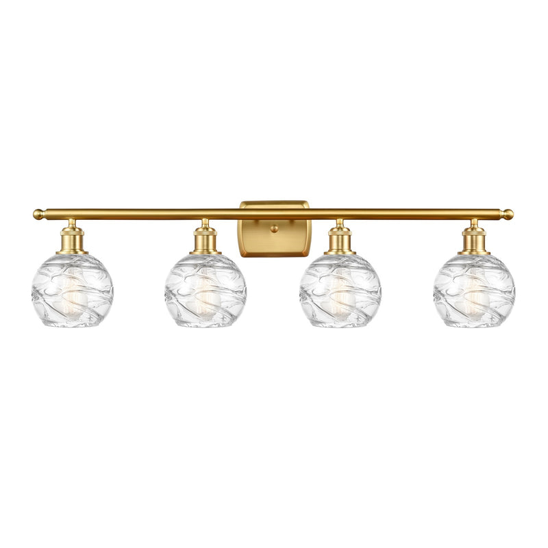 Innovations Athens Deco Swirl 36in 4-Light Bath Vanity Light | Industrial Satin Gold Steel and Clear Glass | Bathroom Vanity | Model 516-4W-SG-G1213-6CL