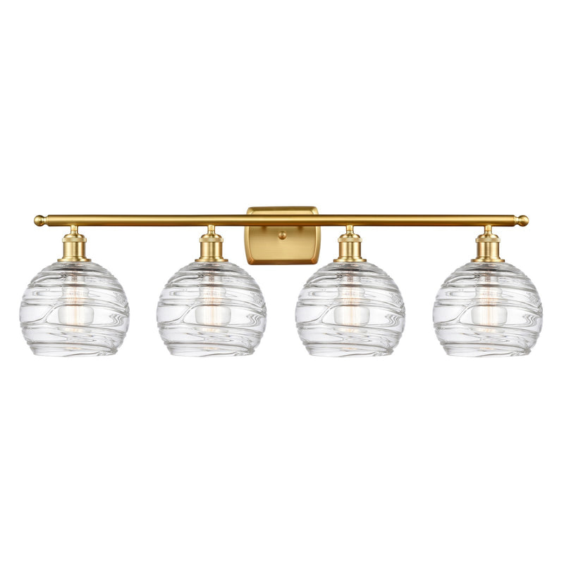 Innovations Athens Deco Swirl 38in 4-Light Bath Vanity Light | Industrial Satin Gold Steel and Clear Glass | Kitchen & | Model 516-4W-SG-G1213-8CL