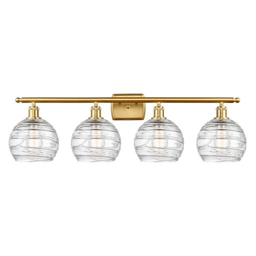 Innovations Athens Deco Swirl 38in 4-Light Bath Vanity Light | Industrial Satin Gold Steel and Clear Glass | Kitchen & | Model 516-4W-SG-G1213-8CL