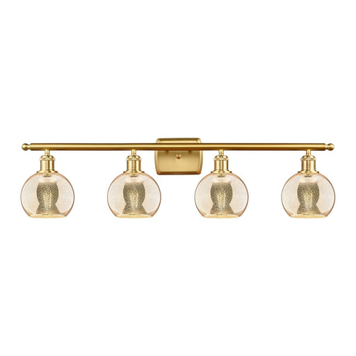 Innovations Athens 36in 4-Light Bath Vanity Light | Industrial Modern Satin Gold Steel and Mercury Glass | Bathroom Vanity | Model 516-4W-SG-G128-6