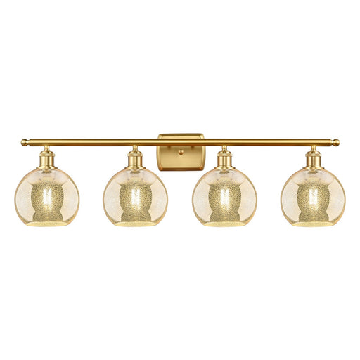 Innovations Athens 38in 4-Light Bath Vanity Light | Industrial Satin Gold Steel and Mercury Glass | Bathroom Vanity | 38 x 11 x | Model 516-4W-SG-G128-8