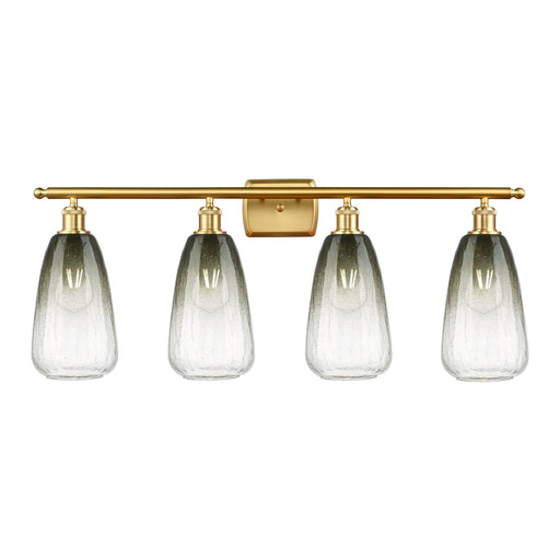 Innovations Brookhaven Almond 36in 4-Light Bath Vanity Light | Industrial Satin Gold Steel and Cast Brass with Slate Glass | Model 516-4W-SG-G480-6SL