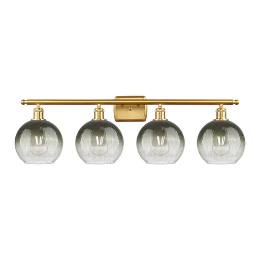 Innovations Brookhaven Globe 38in 4-Light Bath Vanity Light | Industrial Satin Gold Steel and Slate Glass | Bathroom Vanity & | Model 516-4W-SG-G483-8SL