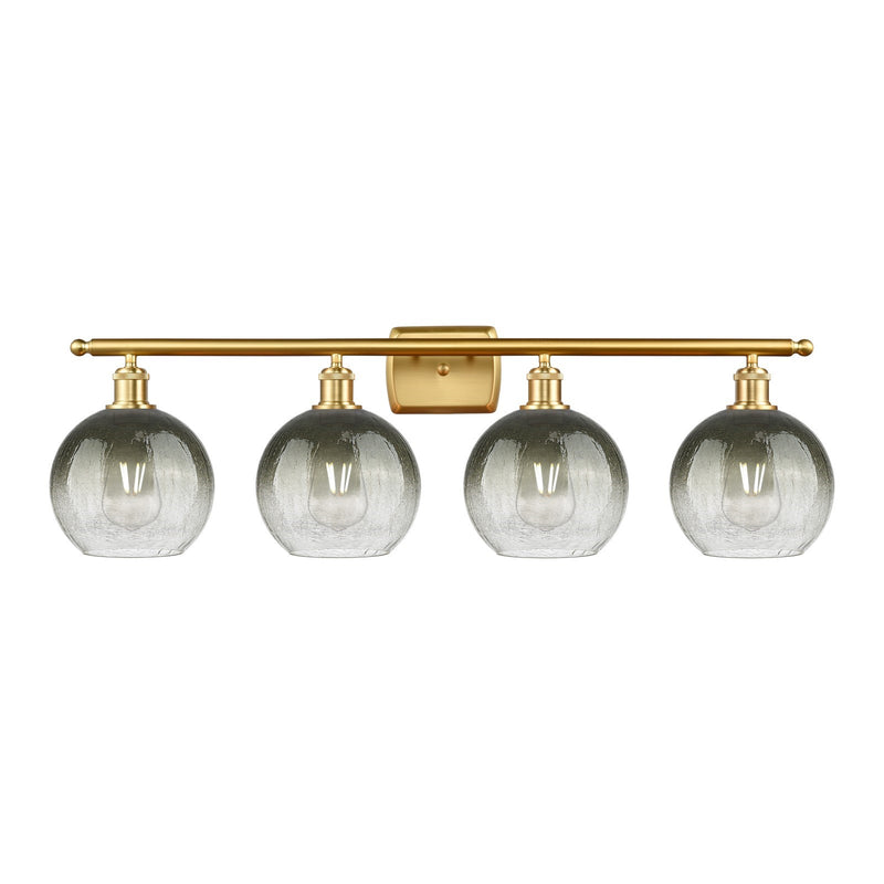Innovations Brookhaven Globe 38in 4-Light Bath Vanity Light | Industrial Satin Gold Steel and Slate Glass | Bathroom Vanity & | Model 516-4W-SG-G483-8SL