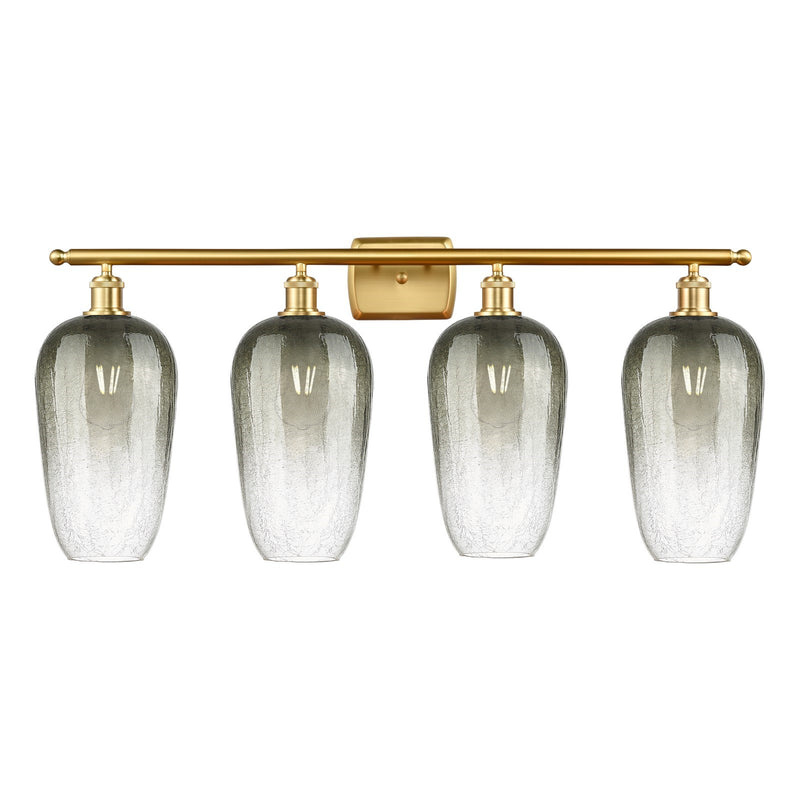 Innovations Brookhaven Flute 37in 4-Light Bath Vanity Light | Industrial Satin Gold Steel and Cast Brass with Slate Glass | Model 516-4W-SG-G484-7SL