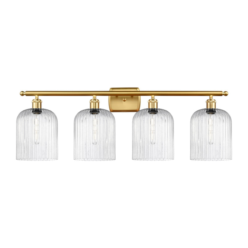 Innovations Bridal Veil 35in 4-Light Bath Vanity | Art Nouveau Satin Gold Steel and Seedy Glass | Bathroom Vanity Light | 35 x | Model 516-4W-SG-G559-8SDY