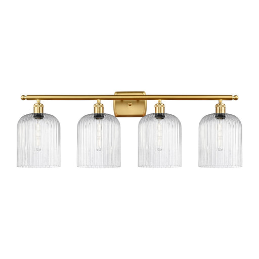 Innovations Bridal Veil 35in 4-Light Bath Vanity | Art Nouveau Satin Gold Steel and Seedy Glass | Bathroom Vanity Light | 35 x | Model 516-4W-SG-G559-8SDY