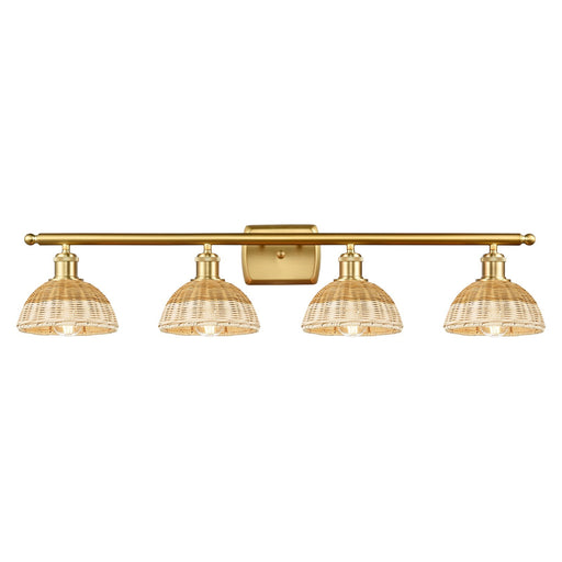 Innovations Bristol Natural II 37.5in 4-Light Bath Vanity Light | Industrial Satin Gold Steel and Cast Brass with Natural | Model 516-4W-SG-NBD2-75-NAT