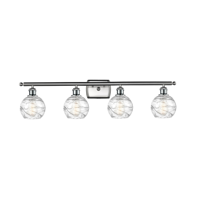 Innovations Athens Deco Swirl 36in 4-Light Bath Vanity Light | Industrial Modern Brushed Satin Nickel and Clear Deco Swirl | Model 516-4W-SN-G1213-6CL