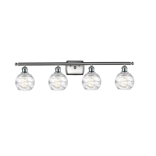 Innovations Athens Deco Swirl 36in 4-Light Bath Vanity Light | Industrial Modern Brushed Satin Nickel and Clear Deco Swirl | Model 516-4W-SN-G1213-6CL