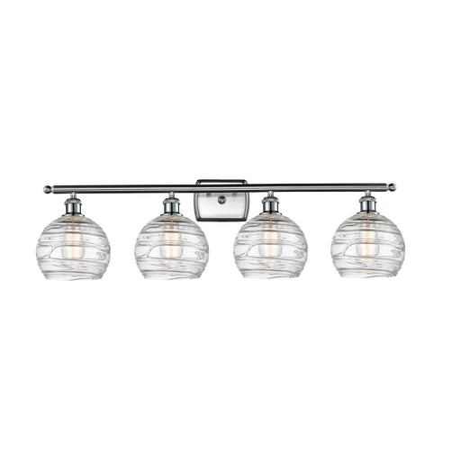 Innovations Athens Deco Swirl 38in 4-Light Bath Vanity Light | Industrial Brushed Satin Nickel and Clear Deco Swirl Glass | Model 516-4W-SN-G1213-8CL