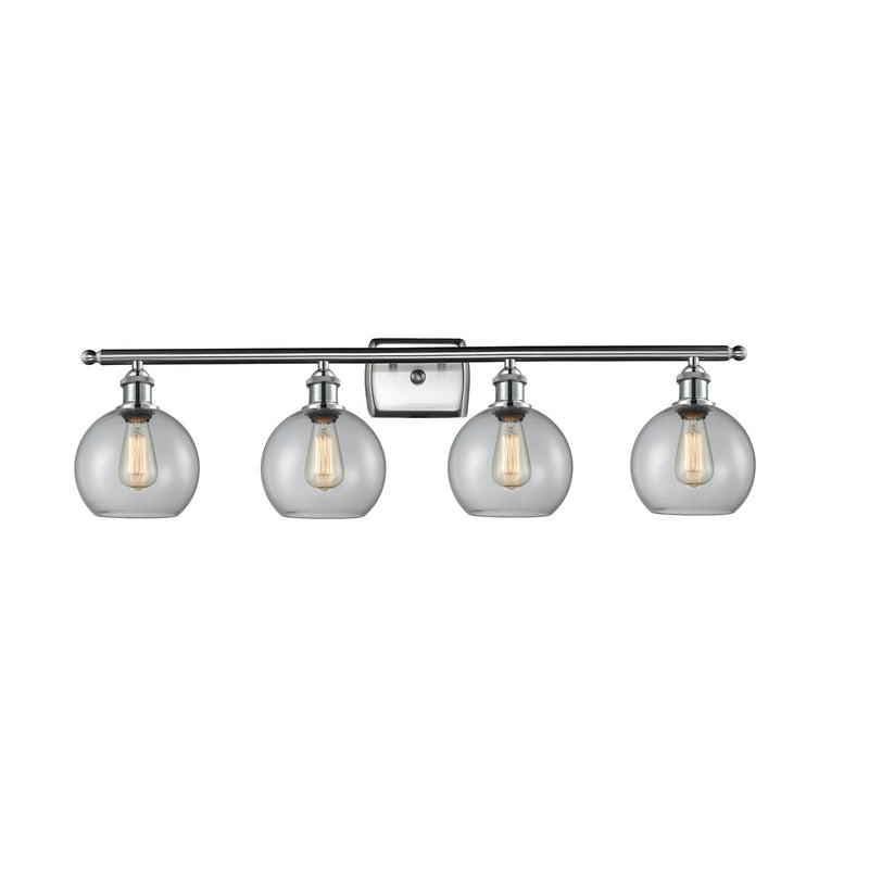 Innovations Athens 38in 4-Light Bath Vanity | Industrial Brushed Satin Nickel and Clear Glass | Bathroom Vanity Lighting | 38 x | Model 516-4W-SN-G122-8