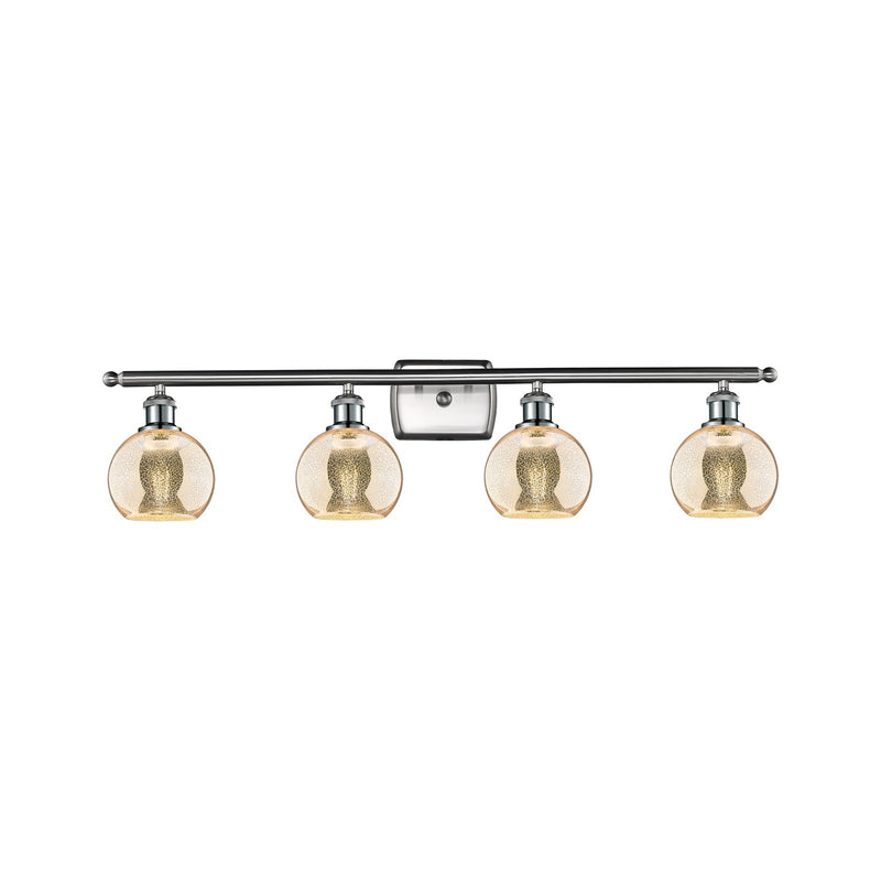 Innovations Athens 36in 4-Light Bath Vanity Light | Industrial Brushed Satin Nickel and Mercury Glass | Bathroom Vanity | 35.88 x | Model 516-4W-SN-G128-6