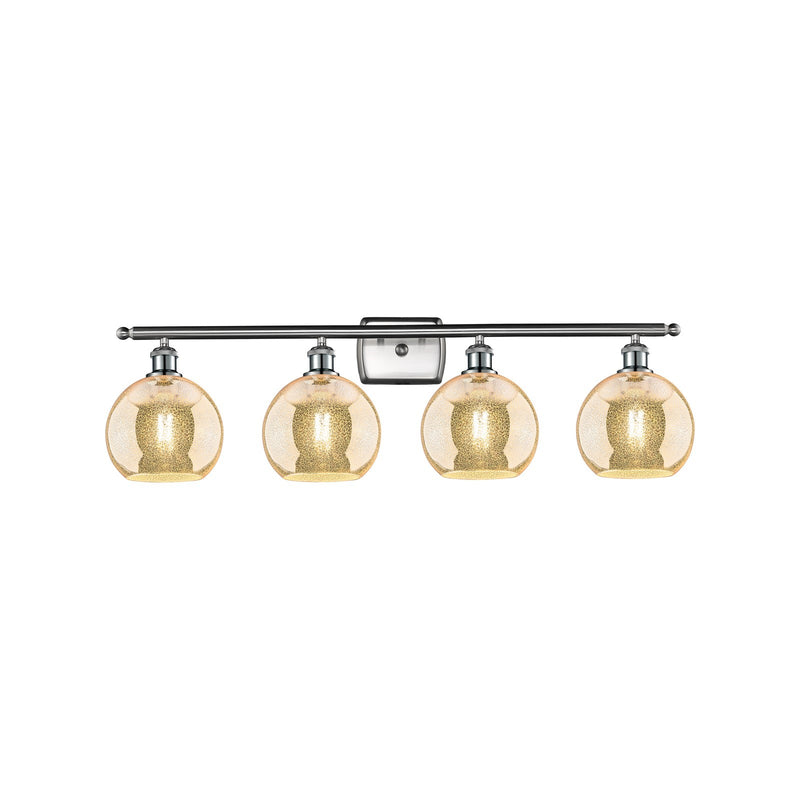 Innovations Athens 38in 4-Light Bath Vanity | Industrial Brushed Satin Nickel Steel and Mercury Glass | Bathroom Vanity Light | Model 516-4W-SN-G128-8