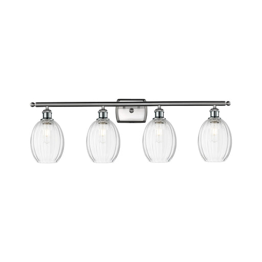 Innovations Preston Bulb 36in 4-Light Bath Vanity Light | Industrial Brushed Satin Nickel and Clear Glass | Kitchen & Bathroom | Model 516-4W-SN-G459-6CL
