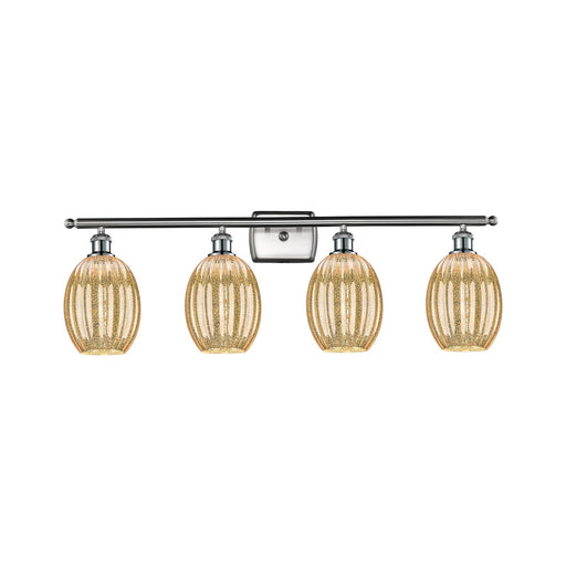 Innovations Preston Bulb 36in 4-Light Bath Vanity Light | Industrial Brushed Satin Nickel and Mercury Glass | Bathroom Vanity | Model 516-4W-SN-G459-6ME