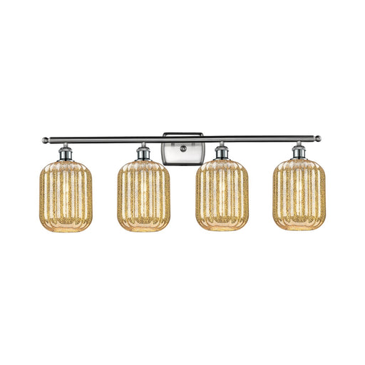 Innovations Preston Cylinder 37in 4-Light Bath Vanity Light | Industrial Brushed Satin Nickel and Mercury Glass | Bathroom | Model 516-4W-SN-G460-7ME