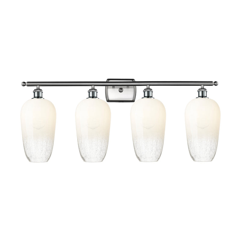 Innovations Brookhaven Flute 37in 4-Light Bath Vanity Light | Industrial Brushed Satin Nickel and Opal Glass | Bathroom Vanity | Model 516-4W-SN-G484-7OP