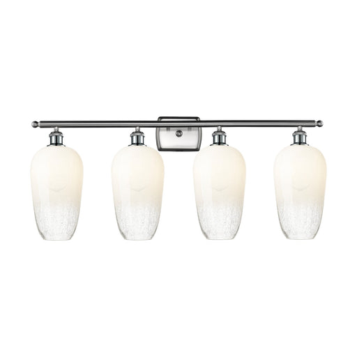 Innovations Brookhaven Flute 37in 4-Light Bath Vanity Light | Industrial Brushed Satin Nickel and Opal Glass | Bathroom Vanity | Model 516-4W-SN-G484-7OP