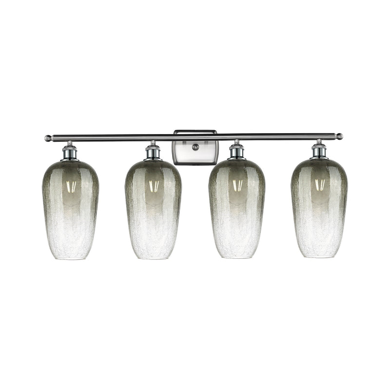 Innovations Brookhaven Flute 37in 4-Light Bath Vanity Light | Industrial Brushed Satin Nickel and Slate Glass | Bathroom Vanity | Model 516-4W-SN-G484-7SL