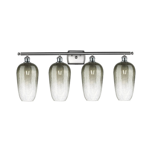 Innovations Brookhaven Flute 37in 4-Light Bath Vanity Light | Industrial Brushed Satin Nickel and Slate Glass | Bathroom Vanity | Model 516-4W-SN-G484-7SL