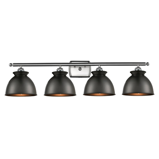 Innovations Adirondack 38in 4-Light Bath Vanity Light | Industrial Farmhouse Brushed Satin Nickel and Matte Black Metal Shade | Model 516-4W-SN-M14-BK