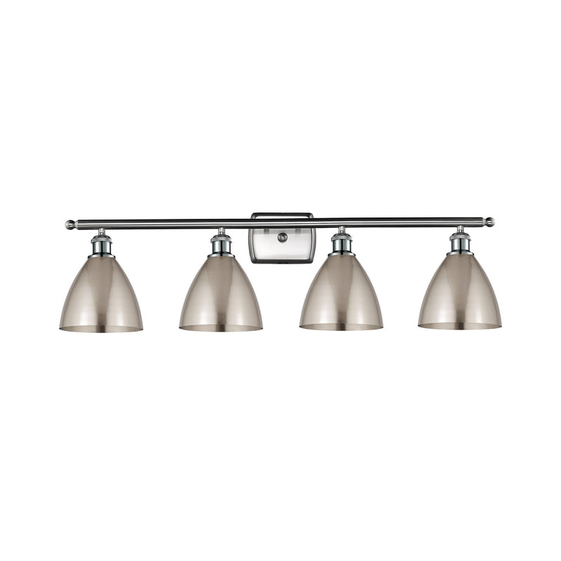 Innovations Bristol 38in 4-Light Bath Vanity Light | Industrial Farmhouse Brushed Satin Nickel Steel and Metal Shade | Model 516-4W-SN-MBD-75-SN