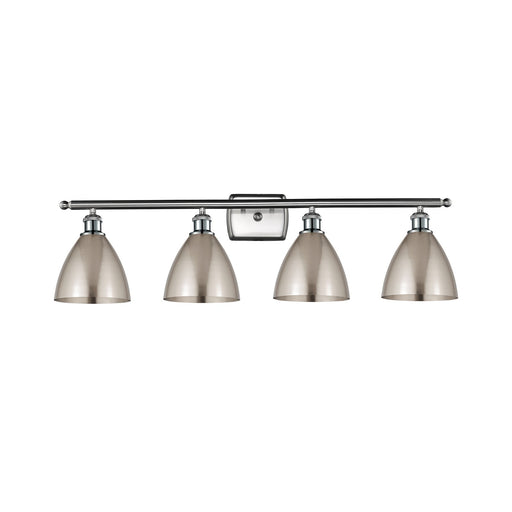 Innovations Bristol 38in 4-Light Bath Vanity Light | Industrial Farmhouse Brushed Satin Nickel Steel and Metal Shade | Model 516-4W-SN-MBD-75-SN