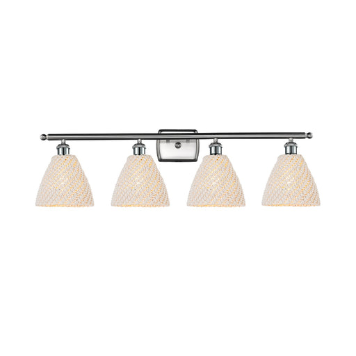 Innovations Bristol Natural 38in 4-Light Bath Vanity Light | Industrial Brushed Satin Nickel and Natural Fiber Shade | Model 516-4W-SN-NBD-75-NAT