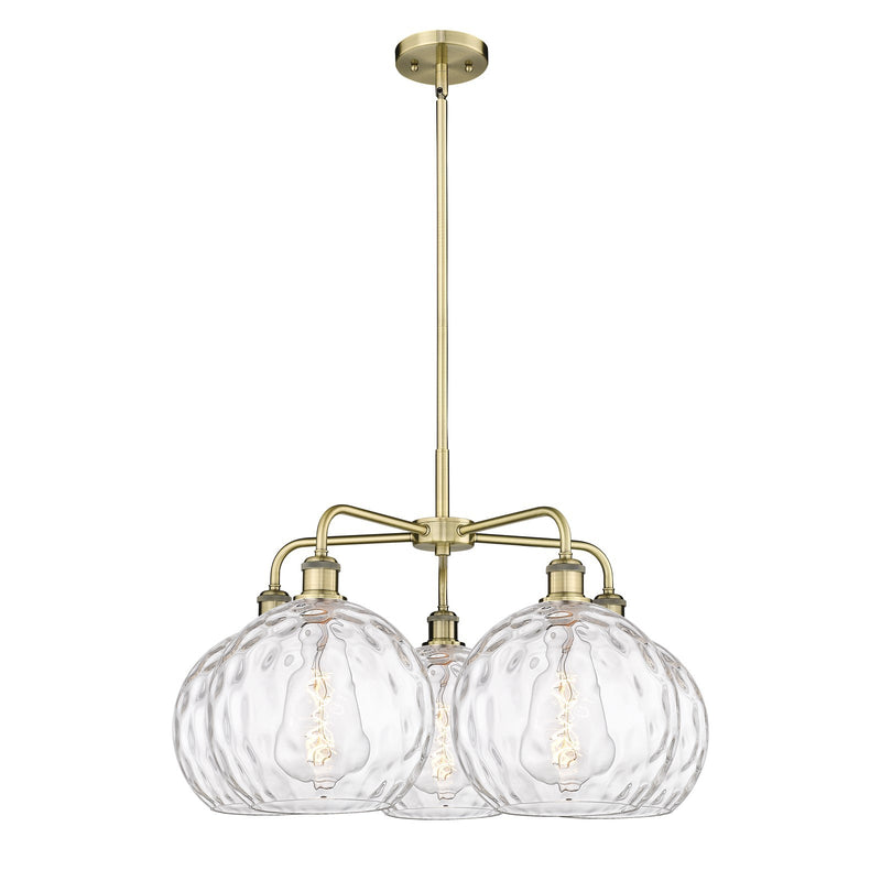 Innovations Athens Water Glass 28in 5-Light Chandelier | Industrial Antique Brass and Clear Glass | Kitchen Island & Dining | Model 516-5CR-AB-G1215-10