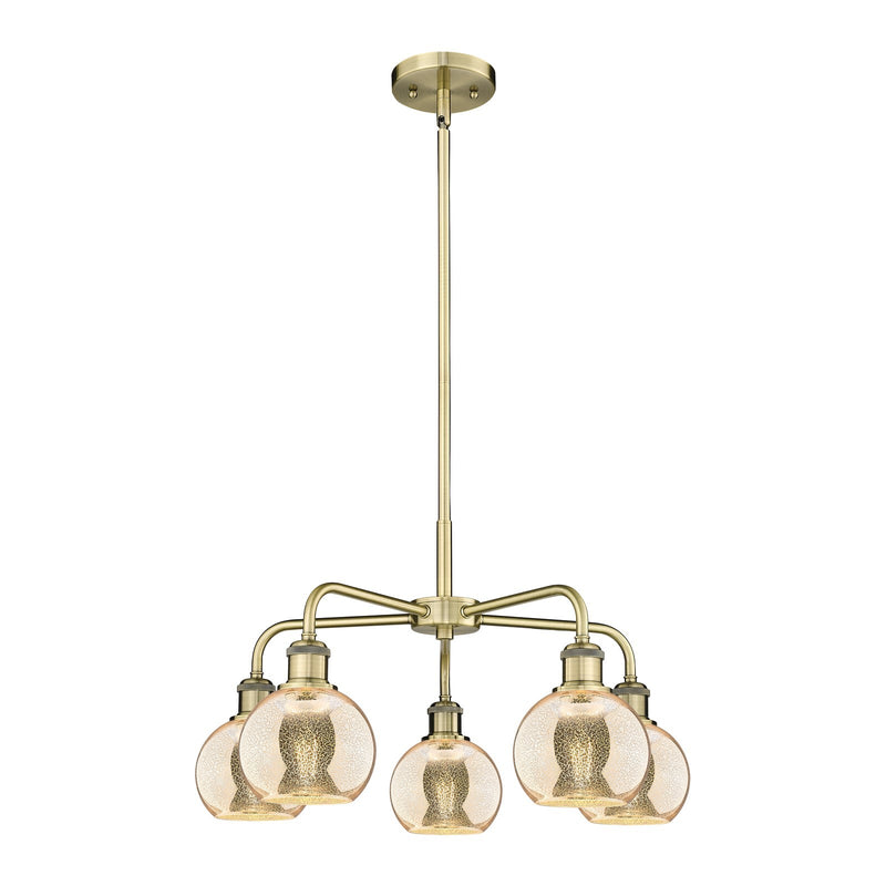 Innovations Athens 24in 5-Light Chandelier | Industrial Antique Brass and Mercury Glass | Dining Room & Living Room | 23.88 x | Model 516-5CR-AB-G128-6