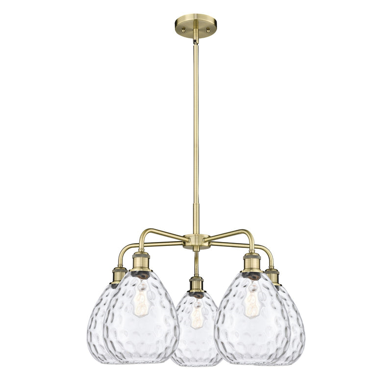Innovations Waverly 26in 5-Light Chandelier | Industrial Antique Brass Steel and Clear Glass | Kitchen Island & Dining Room | 26 x | Model 516-5CR-AB-G372